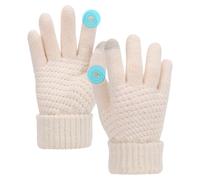 Guanti invernali caldi da donna, guanti touch screen da donna, guanti lavorati a maglia, caldi e morbidi, con polsino elastico, bianco, Etichettalia unica