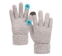 Guanti invernali caldi da donna, guanti touch screen da donna, guanti lavorati a maglia, caldi e morbidi, con polsino elastico, grigio, Etichettalia unica