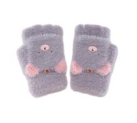 Guanti invernali caldi per studenti, graziosi guanti in peluche spessi con mezze dita, modello pieghevole per bambini.