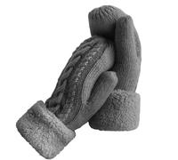 Guanti invernali da donna con fodera calda, comodi guanti in lana lavorata a maglia, isolanti, per la stagione fredda, Grigio, Taglia unica