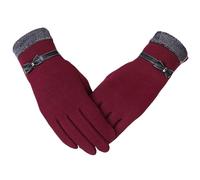 Guanti invernali da donna Guanti da donna Grace Lady alla moda, invernali, vintage, con fiocco e touch screen, caldi antivento, all'ingrosso(Red)