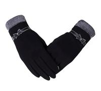 Guanti invernali da donna Guanti da donna Grace Lady alla moda, invernali, vintage, con fiocco e touch screen, caldi antivento, all'ingrosso(Black)