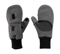 Guanti invernali in pile con design convertibile, palmo in pelle antiscivolo, chiusura con cinturino regolabile per un uso esterno sicuro (grigi)