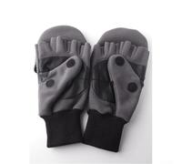 Guanti invernali in pile spesso con copertura a mezze dita, antiscivolo, touch screen, guanti caldi per corsa, equitazione, guida (grigio)