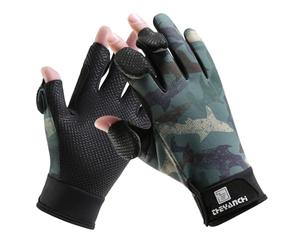 Guanti invernali senza dita da pesca per uomini e donne, antivento per tempo freddo, touchscreen, caldi, guanti per moto, ciclismo, fotografia, caccia, sci, guida (verde mimetico, XL)