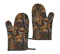 Guanti isolanti da caccia con cervo e orso, set da 2 pezzi, guanti da forno a microonde per barbecue e cottura