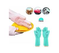 GUANTI LAVA PIATTI GLOVE SILICONE SPUGNA SPAZZOLA LAVAGGIO AUTO CASA