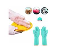 GUANTI LAVA PIATTI GLOVE SILICONE SPUGNA SPAZZOLA LAVAGGIO AUTO CASA