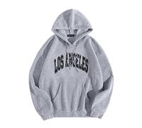 Guanti Los Angel Uomo Donna Lettera Grafica con Cappuccio Stampa Girocollo Manica Lunga Felpa Top Felpe Unisex Cappuccio (Grey, S)