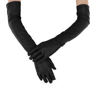 Guanti Lunghi da Donna Guanti da Opera Vintage Anni '20 in Raso Guanti da Sposa da Sposa Guanti Elastici al Gomito（nero）