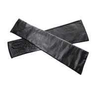 Guanti lunghi da donna in pelle di pecora, senza dita, invernali, foderati in pile, mezze dita, Manica lunga., 7,5