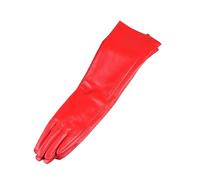 Guanti Lunghi da Donna in Vera Pelle di Pecora, alla Moda, Lunghi, per Feste, Serate, Matrimoni, Opera, Marrone Scuro, Red, M-30cm