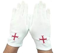 Guanti Massonici Croce Templare, bianco, 8,5