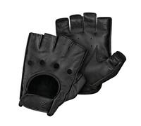 GUANTI MEZZE DITA DA MOTO MOTORE IN MORBIDA PELLE CUCITI A MANO NERI XL
