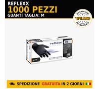 Guanti monouso Reflexx R78 Neri Taglia M - 1000 pezzi senza polvere