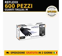 Guanti monouso Reflexx R78 Neri Taglia M - 600 pezzi senza polvere