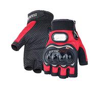 Guanti Moto 1 paio di guanti da moto uomo a mezze dita corsa estivi anticaduta traspiranti M/L/XL/XXL(Red,L)