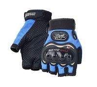 Guanti Moto 1 paio di guanti da moto uomo a mezze dita corsa estivi anticaduta traspiranti M/L/XL/XXL(Blue,M)
