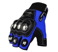 Guanti Moto Guanti da Motociclista Unisex da Uomo e da Donna, Estivi, Traspiranti, protettivi, a Mezze Dita, Sportivi, da Motociclista(Blue Half,XXL)