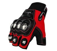 Guanti Moto Guanti da Motociclista Unisex da Uomo e da Donna, Estivi, Traspiranti, protettivi, a Mezze Dita, Sportivi, da Motociclista(Red Half,L)