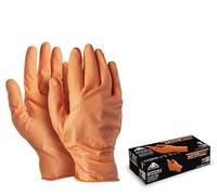 GUANTI Nitrile arancione Diamond Grip - senza polvere - 8.5g - Type B/KPT - 50pcs Active DEXT D3680XL
