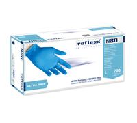 Guanti Nitrile Monouso Reflexx N80B - gr. 3,2 - guanti nitrile monouso - ultra sottili - azzurro - 100% latex free - conf. 200 pezzi - TAGLIA XL