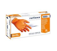 Guanti Nitrile Reflexx N85, Guanti Monouso Nitrile Arancioni Full Grip (200 Pezzi) Guanti Usa e Getta per Lavori Pesanti: Meccatronico, Carrozziere, 100% Latex Free (XXL)