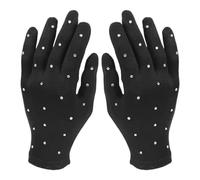 Guanti Pattinaggio Ghiaccio Elastic Fiber, Nero con Pietre Decorative | Spettacoli e Prove, Design Opaco Brillante, Libertà di Movimento, per Costumi Scena e Mani