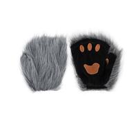 Guanti pelosi con zampa di gatto guanti in peluche senza dita per cani orso lupo zampe guanti uomo donna pelliccia sintetica lupo mannaro accessori costume Halloween Cosplay festa peloso mezze dita