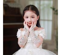 Guanti Per Abiti Formali Per Bambini, Stile Lungo, Bianchi, Stile Principessa, Per Esibizioni Delle Ragazze, Matrimoni, Riti Di Danza E Costumi Delle Ragazze Dei Fiori Tagli UnicaPianteTessuto