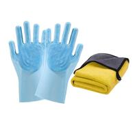 Guanti per animali domestici | Guanto da bagno per gatti con asciugamano, anti-morso e rimozione dei peli per piccoli animali e gattini, per il bagno in casa o all'aperto