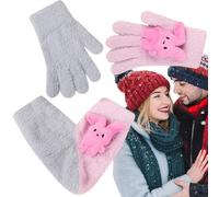Guanti per coppia che si tengono per mano - Guanti invernali per coppia in peluche caldo | tenersi per mano Scaldamani per la stagione fredda | Guantis per coppie divertenti con touch screen