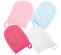 Guanti per Lavaggio Viso 4 Pezzi in Microfibra, Accessorio Viso | Pulizia Sola Acqua, Rimuove Cellule Morte, Occhi e Ombretto, Anello per Appendere, Casa e Bagno Colore Casuale