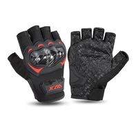 Guanti per motocicletta senza dita,guanti da motocicletta a mezzafila,unisex per uomini e donne,respirabili per l'estate,protezione in fibra di carbonio,equipaggiamento sportivo per biker (Rosso, XXL)