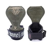 Guanti per sollevamento peso, resistenti, con cinghie alternative ai ganci Power hook, regolabili, in neoprene, con imbottitura, Cobra Grips, PRO Green Leather