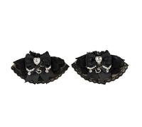 Guanti Pizzo Lolita Hand Sleeve Sweet Lace Wrist Cuffs Ruffled Floral Elastic Bracelet(Black)