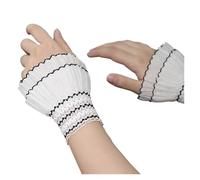 Guanti Pizzo Lolita Hand Sleeve Wrist Ornament Cuffs Ruffled Floral Black Lace Elastic Elegant Women(White C 11cm)