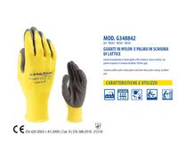 Guanti Protettivi Lavoro in Lattice Supporto in Nylon Aumenta il grip Tg.10 (XL)