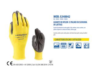 Guanti Protettivi Lavoro in Lattice Supporto in Nylon Aumenta il grip Tg.8 (M)