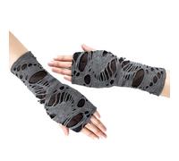 Guanti Punk Guanti Cosplay - 1 paio di guanti gotici scaldamani - Accessori per costume cosplay grigi, guanti strappati elasticizzati con fessura rotta per costumi di Halloween