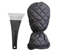 Guanti raschiaghiaccio per auto con pala da neve a lama larga, isolamento termico per mantenere le mani calde durante l'inverno, attività di rimozione di neve e ghiaccio (nero)