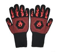 Guanti resistenti al calore con impugnatura in silicone e fodera in cotone per un uso sicuro per grigliare, cuocere e saldare (rosso)