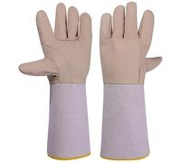 Guanti resistenti al calore, guanti da giardinaggio, guanti da saldatore, pelle bovina, fabbrica, giardinaggio, saldatura, stufa a legna, guanti da lavoro, resistenti al calore (dimensioni: 10 paia