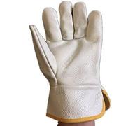 Guanti resistenti al calore, guanti da lavoro resistenti all'usura, 1 paio di guanti da lavoro in pelle bovina, isolamento, saldatore, protezione, giardino, sport, resistente all'usura(Light Color)
