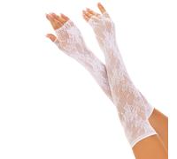 Guanti Rete Floreale Senza Dita Leg Avenue - Bianchi