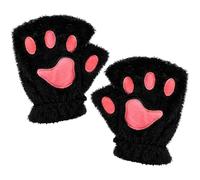 Guanti riscaldati da donna, scaldamani morbidi a forma di animale, guanti da scaldamani USB, per il lavoro all'aperto, il ciclismo, lo sci, l'uso del computer e l'alpinismo, Nero , Se référer au