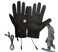 Guanti riscaldati - Guanti invernali impermeabili con touch screen | Guanti in poliestere resistenti al freddo con riscaldamento a batteria | Guanti antivento regolabili unisex per sci e corsa