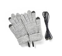 Guanti riscaldati USB per uomini e donne, scaldamani elettrici Screen Touch, rimovibili e lavabili, interamente lavorati a maglia, regalo invernale, Grigio