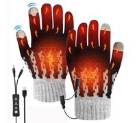 Guanti riscaldati USB per uomo e donna, 3 livelli di temperatura, guanti riscaldati con touch screen, guanti riscaldati elettrici a dita intere, guanti riscaldati su entrambi i lati, guanti riscaldati