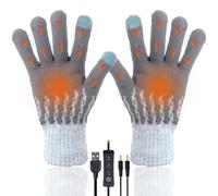 Guanti riscaldati USB per uomo e donna, guanti invernali caldi per mani piene, touchscreen, guanti riscaldanti a maglia, guanti termici regolabili e lavabili, per interni ed esterni, Grigio, XL